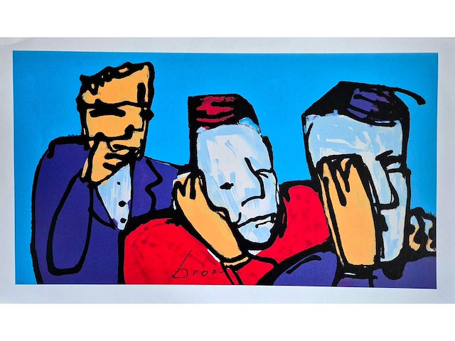 Zeefdruk herman brood ‘horen, zien, zwijgen’ - afbeelding 1 van  5