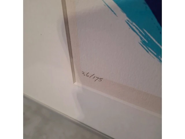 Zeefdruk in lijst, maya wildevuur, vogel vissen, 1992, 36/175 - afbeelding 8 van  10