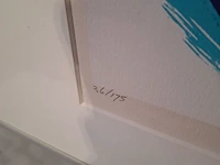 Zeefdruk in lijst, maya wildevuur, vogel vissen, 1992, 36/175 - afbeelding 8 van  10