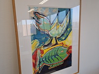 Zeefdruk, maya wildevuur (1944-2023), vogel en vis, 1994 - afbeelding 2 van  9