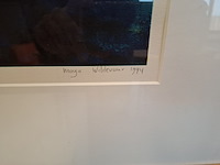 Zeefdruk, maya wildevuur (1944-2023), vogel en vis, 1994 - afbeelding 7 van  9