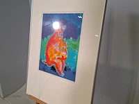 Zeefdruk, maya wildevuur, aap met jong, 1994, 64/125 - afbeelding 6 van  11