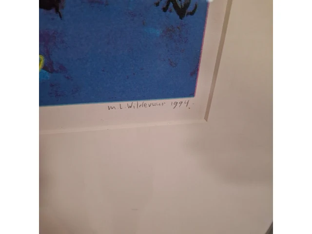 Zeefdruk, maya wildevuur, aap met jong, 1994, 64/125 - afbeelding 8 van  11