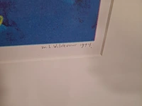 Zeefdruk, maya wildevuur, aap met jong, 1994, 64/125 - afbeelding 8 van  11