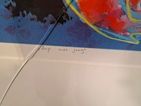 Zeefdruk, maya wildevuur, aap met jong, 1994, 64/125 - afbeelding 9 van  11
