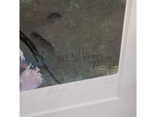 Zeefdruk, maya wildevuur, geisha, 1997 - afbeelding 3 van  8