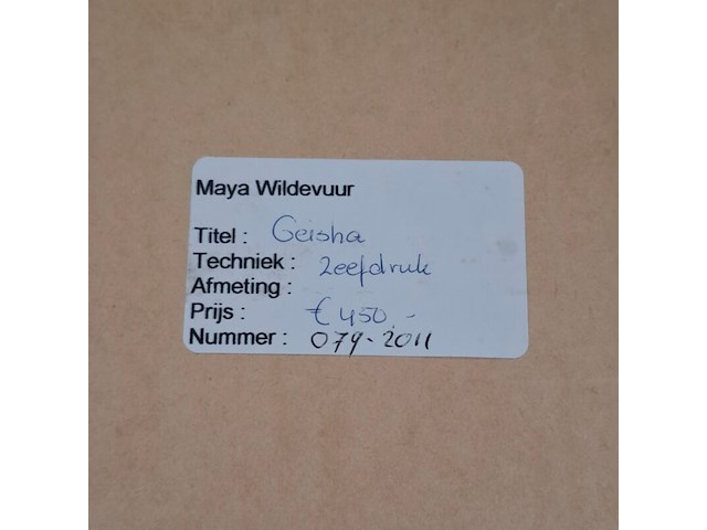 Zeefdruk, maya wildevuur, geisha, 1997 - afbeelding 8 van  8