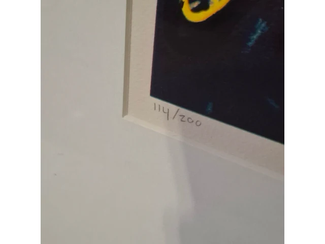 Zeefdruk, maya wildevuur, vogel met vis, 1994, 114/200 - afbeelding 5 van  8