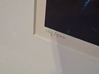 Zeefdruk, maya wildevuur, vogel met vis, 1994, 114/200 - afbeelding 5 van  8