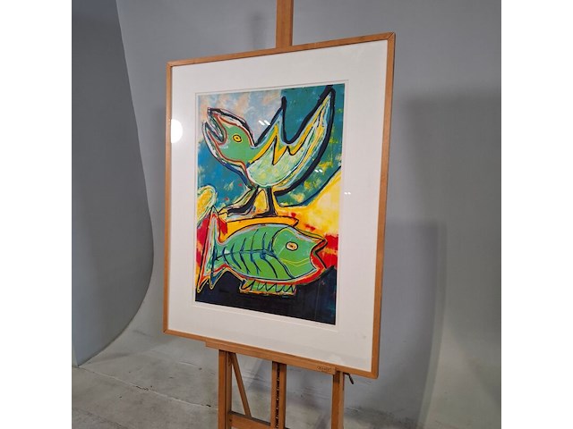 Zeefdruk, maya wildevuur, vogel / vis, 1993 - afbeelding 7 van  9