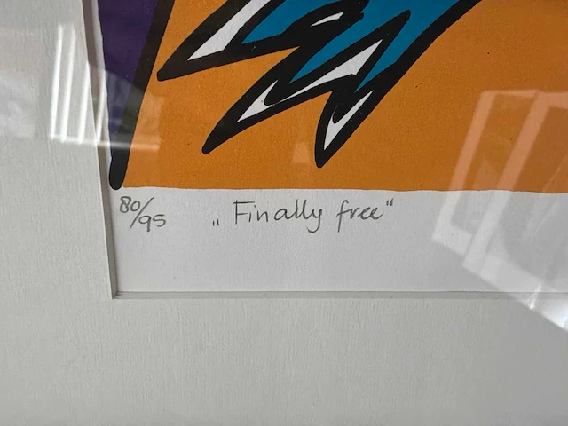 Zeefdruk “m.y naerebout- finally free” - afbeelding 5 van  6