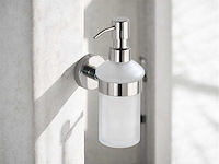Zeepdispenser chroom wandbevestiging melkglas - afbeelding 1 van  4