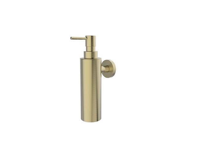 Zeepdispenser wandmodel - geborsteld goud pvd, regn - afbeelding 1 van  4