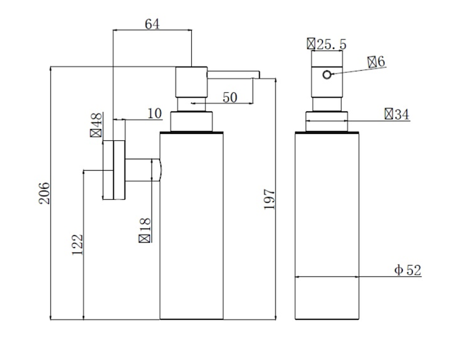 Zeepdispenser wandmodel - geborsteld goud pvd, regn - afbeelding 2 van  4