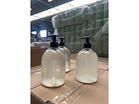 Zeepflacon transparant met zwarte pomp 500 ml witte lotion zeep (576x) - afbeelding 2 van  5