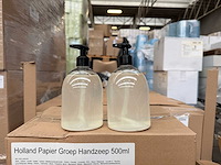 Zeepflacon transparant met zwarte pomp 500 ml witte lotion zeep (96x) - afbeelding 3 van  5