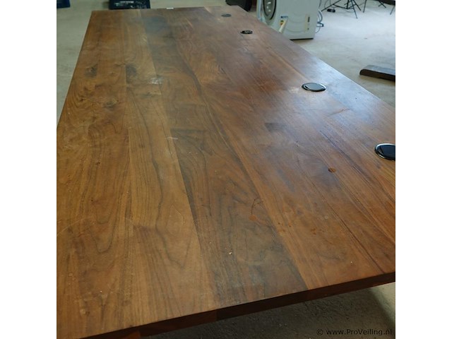 Zeer grote bureautafel met massief houten planken blad - afbeelding 5 van  6