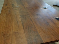 Zeer grote bureautafel met massief houten planken blad - afbeelding 5 van  6