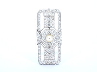 Zeer hoog waardige art-deco broche met diamanten - afbeelding 3 van  10