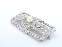 Zeer hoog waardige art-deco broche met diamanten - afbeelding 4 van  10