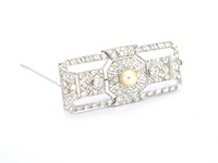 Zeer hoog waardige art-deco broche met diamanten - afbeelding 5 van  10