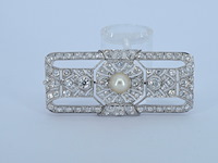 Zeer hoog waardige art-deco broche met diamanten - afbeelding 6 van  10