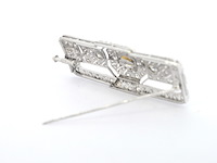 Zeer hoog waardige art-deco broche met diamanten - afbeelding 9 van  10