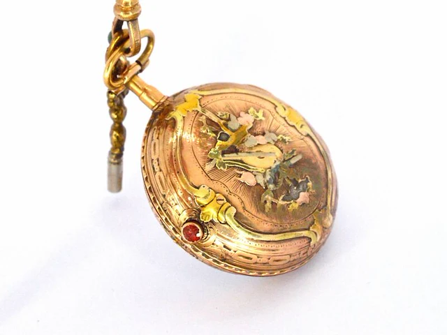 Zeer zeldzaam driekleurig gouden zakhorloge - afbeelding 2 van  14