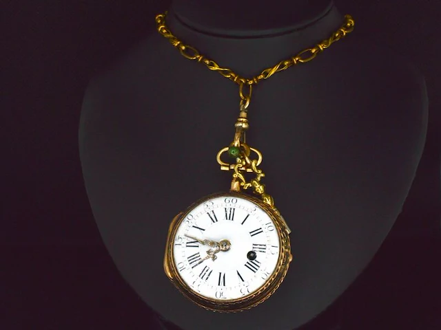 Zeer zeldzaam driekleurig gouden zakhorloge - afbeelding 8 van  14