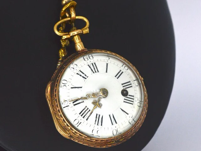 Zeer zeldzaam driekleurig gouden zakhorloge - afbeelding 9 van  14