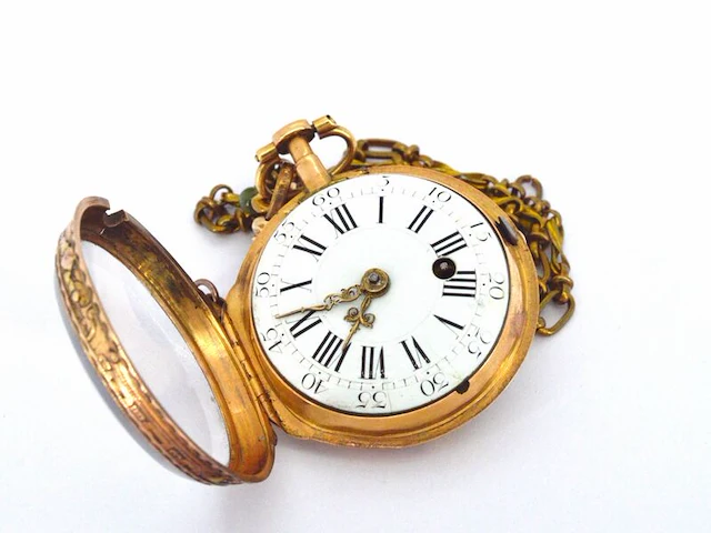Zeer zeldzaam driekleurig gouden zakhorloge - afbeelding 13 van  14