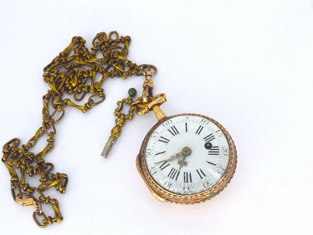 Zeer zeldzaam driekleurig gouden zakhorloge - afbeelding 14 van  14