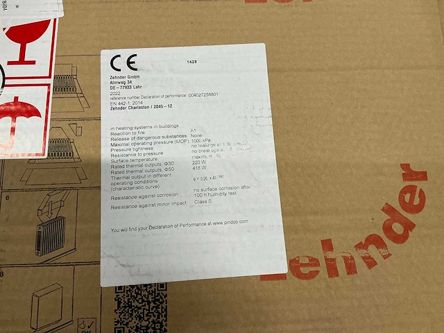 Zehnder charleston radiator 442x578x62mm - afbeelding 4 van  4