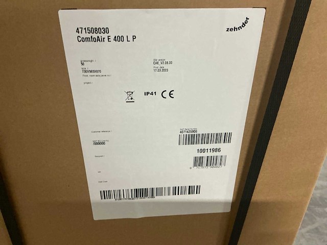 Zehnder comfoair e400 l p wtw-unit - afbeelding 3 van  5