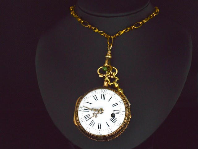 Zeldzaam driekleurig gouden zakhorloge - afbeelding 5 van  11
