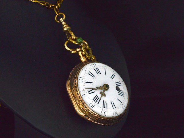 Zeldzaam driekleurig gouden zakhorloge - afbeelding 7 van  11
