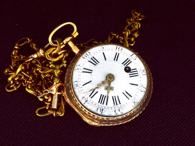 Zeldzaam driekleurig gouden zakhorloge - afbeelding 8 van  11