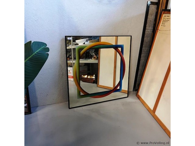 Zeldzame geometrische spiegel van rogelio polesello voor morphos acerbis, italië, jaren 70. - afbeelding 1 van  5