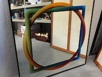 Zeldzame geometrische spiegel van rogelio polesello voor morphos acerbis, italië, jaren 70. - afbeelding 2 van  5