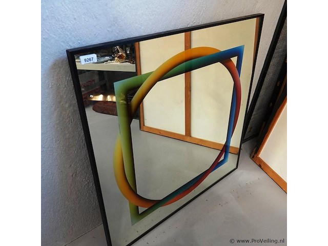 Zeldzame geometrische spiegel van rogelio polesello voor morphos acerbis, italië, jaren 70. - afbeelding 3 van  5