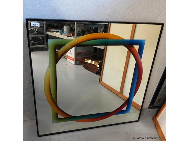 Zeldzame geometrische spiegel van rogelio polesello voor morphos acerbis, italië, jaren 70. - afbeelding 4 van  5