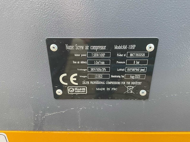 Zelfir am-10hp schroefcompressor - afbeelding 5 van  15