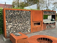 Zeno cortenstalen buitenkeuken en houtopslag - afbeelding 5 van  12