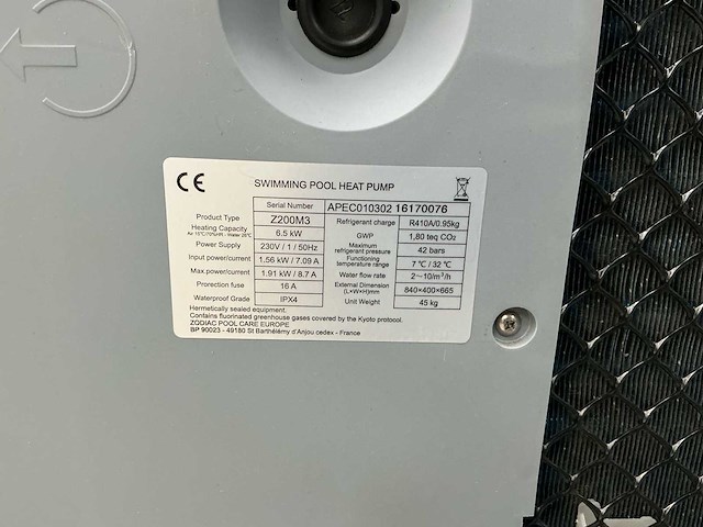 Zeoo z200m3 zwembadwarmtepomp - afbeelding 6 van  8