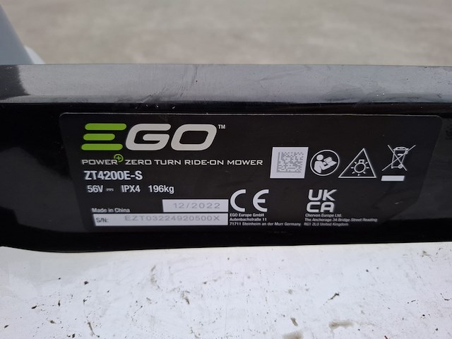 Zero turn zitmaaier, ego, zt4200e-s, 2022 - afbeelding 26 van  32