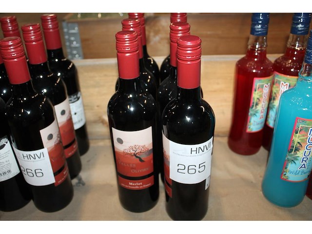 Zes flessen rode wijn merlot la vallee des oliviers. - afbeelding 1 van  2
