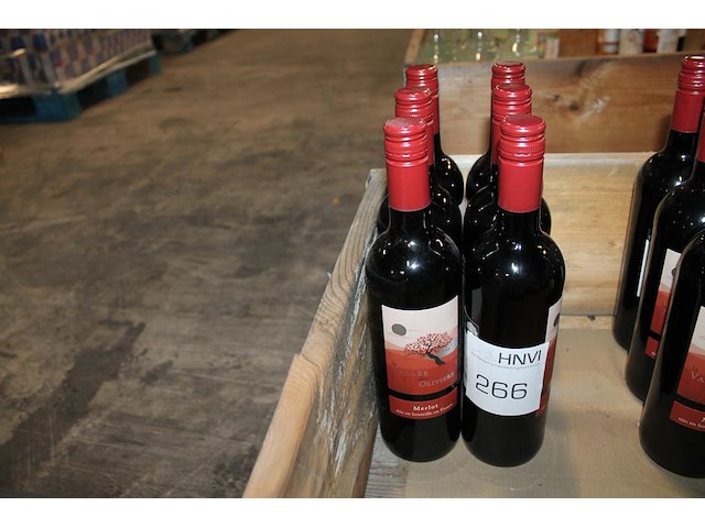 Zes flessen rode wijn merlot la vallee des oliviers. - afbeelding 1 van  2