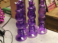 Zes glazen kandelaars hoogte 28 cm. - afbeelding 2 van  2