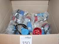 Zes verloopkabels cee16 naar 230v blauw. - afbeelding 1 van  2