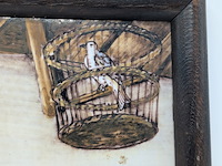 Zespas tegeltableau met polychrome voorstelling van groninger binnenhuis, rond 1900 - afbeelding 11 van  11